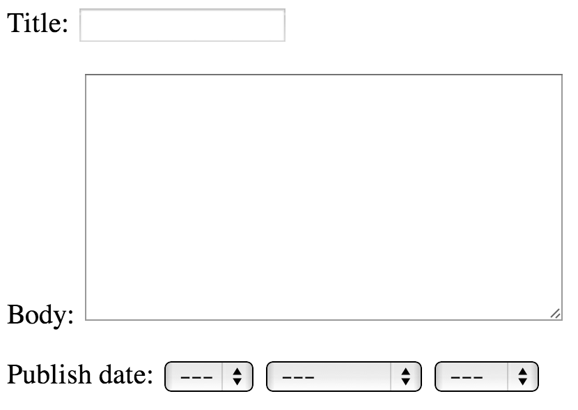 Screenshot of the form